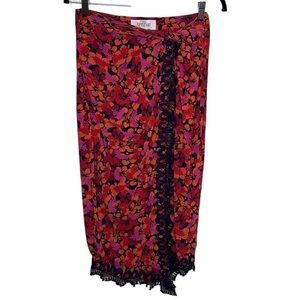 Derek Lam 10 Crosby Liona Lace-Trimmed Faux Wrap Skirt Sz 0